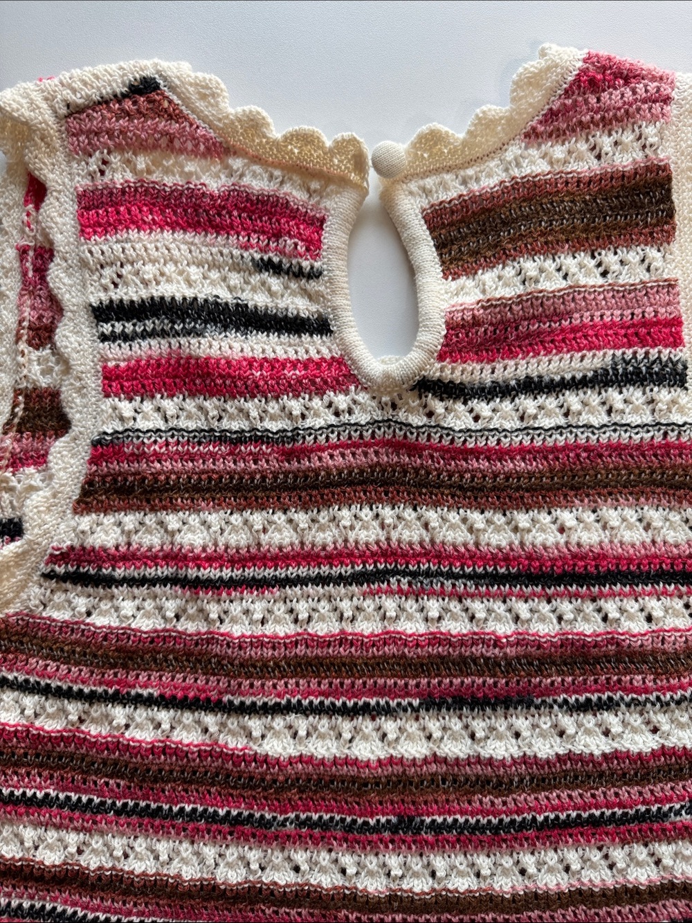 Universal Thread Crocheted Stripe Tank Top in Cream, Brown, Black Large - Picture 4 of 7